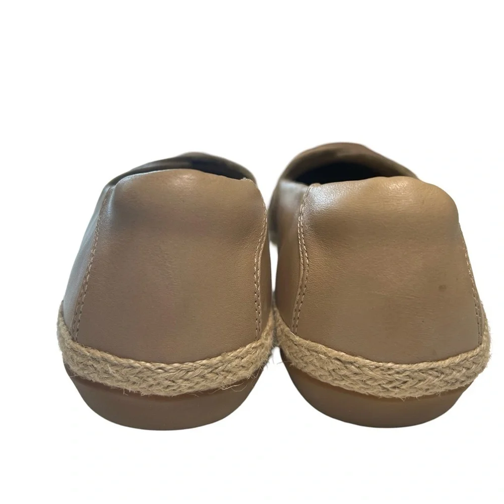 Clarks Collection Women Tan Leather Espadrille Flat Shoes